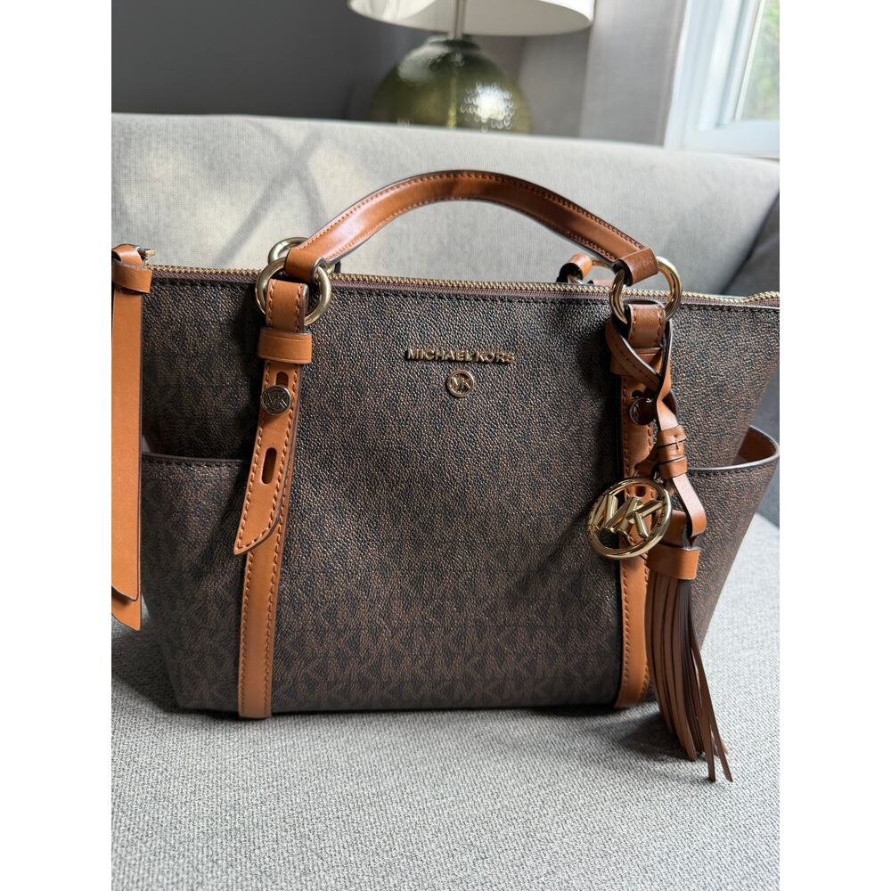 Michael Kors Sullivan Small Logo Top-Zip Tote Bag Logo-print Leather Canvas - Picture 16 of 16
